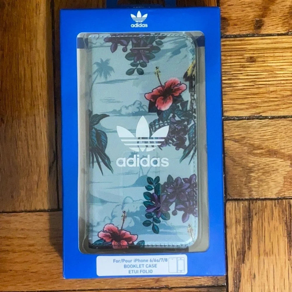 NWT Adidas unisex floral booklet case for 6/6s/7/8